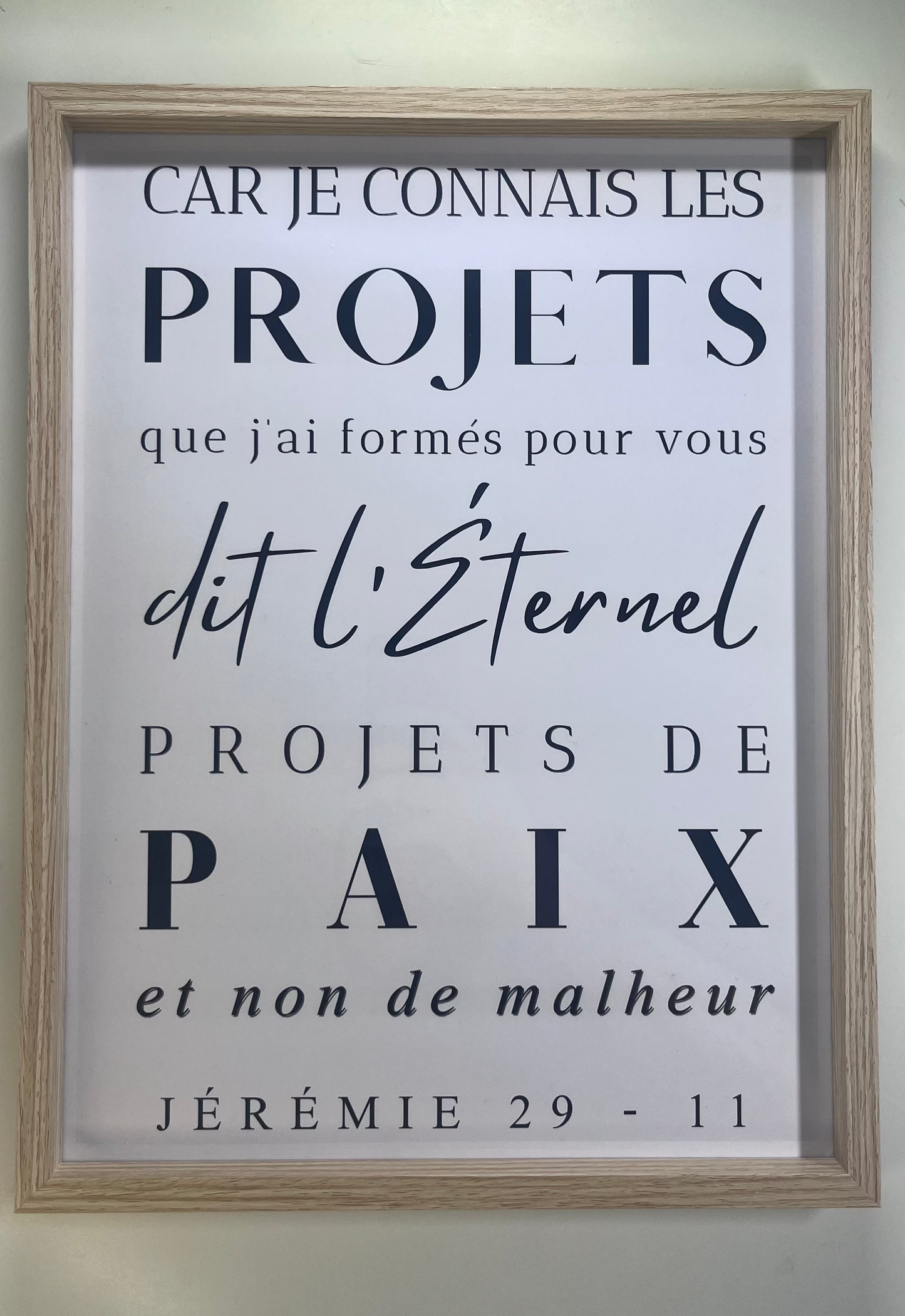 Cadre "Car je connais les projets que j'ai formés sur vous"-Jérémie 29:11