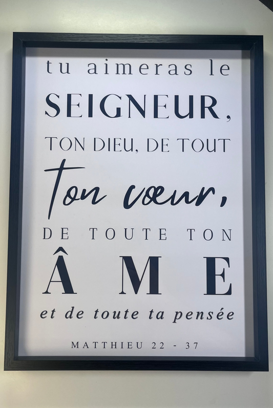 Cadre "Tu aimera le Seigneur ton Dieu" Matthieu 22-37