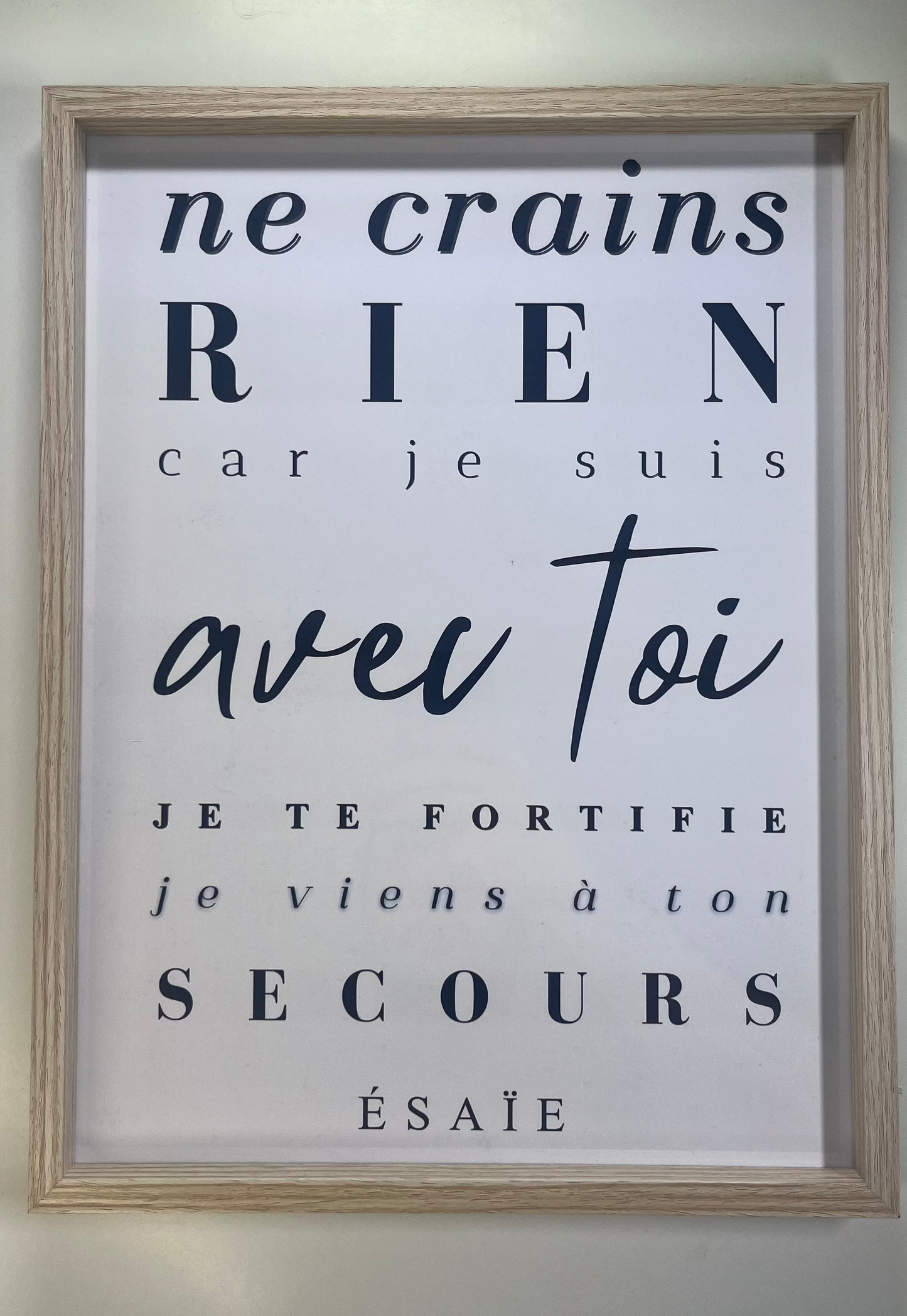Cadre "Ne crains rien car je suis avec toi"-Ésaïe