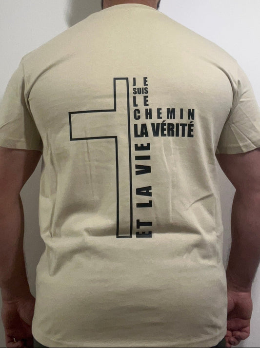 T-shirt sable "JE SUIS LE CHEMIN LA VÉRITÉ ET LA VIE"