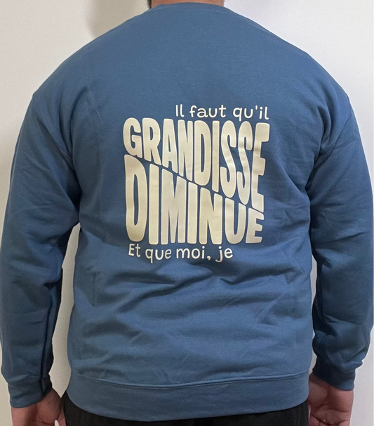 Pulls bleu "Il faut qu'il GRANDISSE et que moi, je DIMINUE"